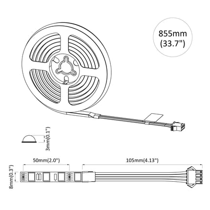 LED Strip 12 pcs Sort og Gennemsigtig 750 mm Kobber og plastik