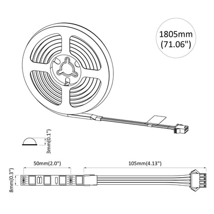 LED Strip 12 pcs Sort og Gennemsigtig 1700 mm Kobber og plastik