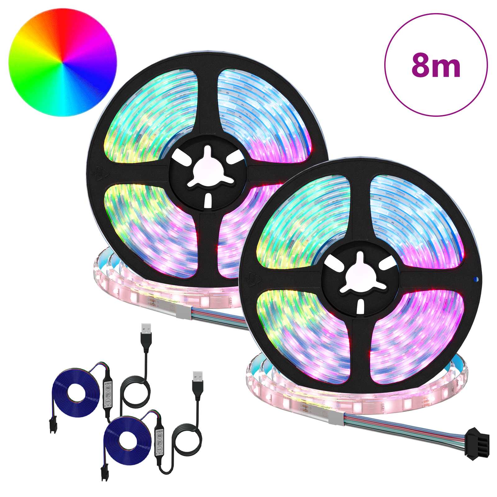 LED Strip 2 pcs Sort og Gennemsigtig 4000 mm Kobber og plastik