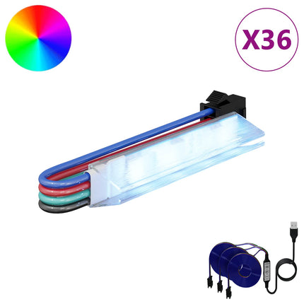 LED Strip 12 stk. Sort og flerfarvet Kobber og plastik