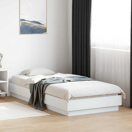 Senge ramme med LED Hvid 80 x 200 cm Konstrueret træ