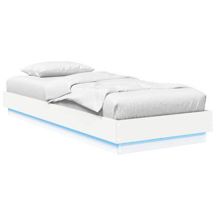 Senge ramme med LED Hvid 80 x 200 cm Konstrueret træ