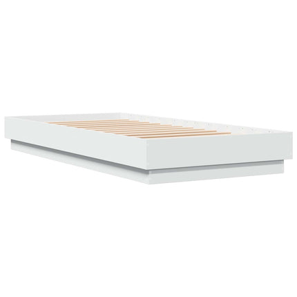 Senge ramme med LED Hvid 80 x 200 cm Konstrueret træ
