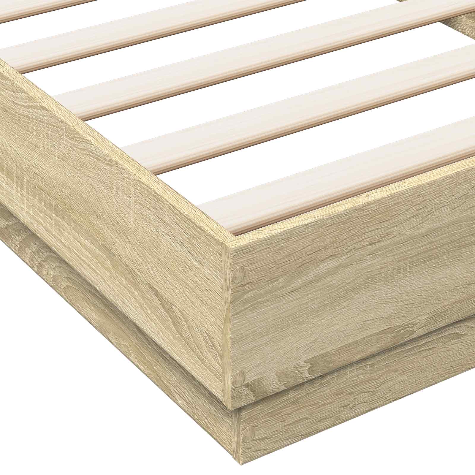 Senge ramme med LED Sonoma-eg 80 x 200 cm Konstrueret træ