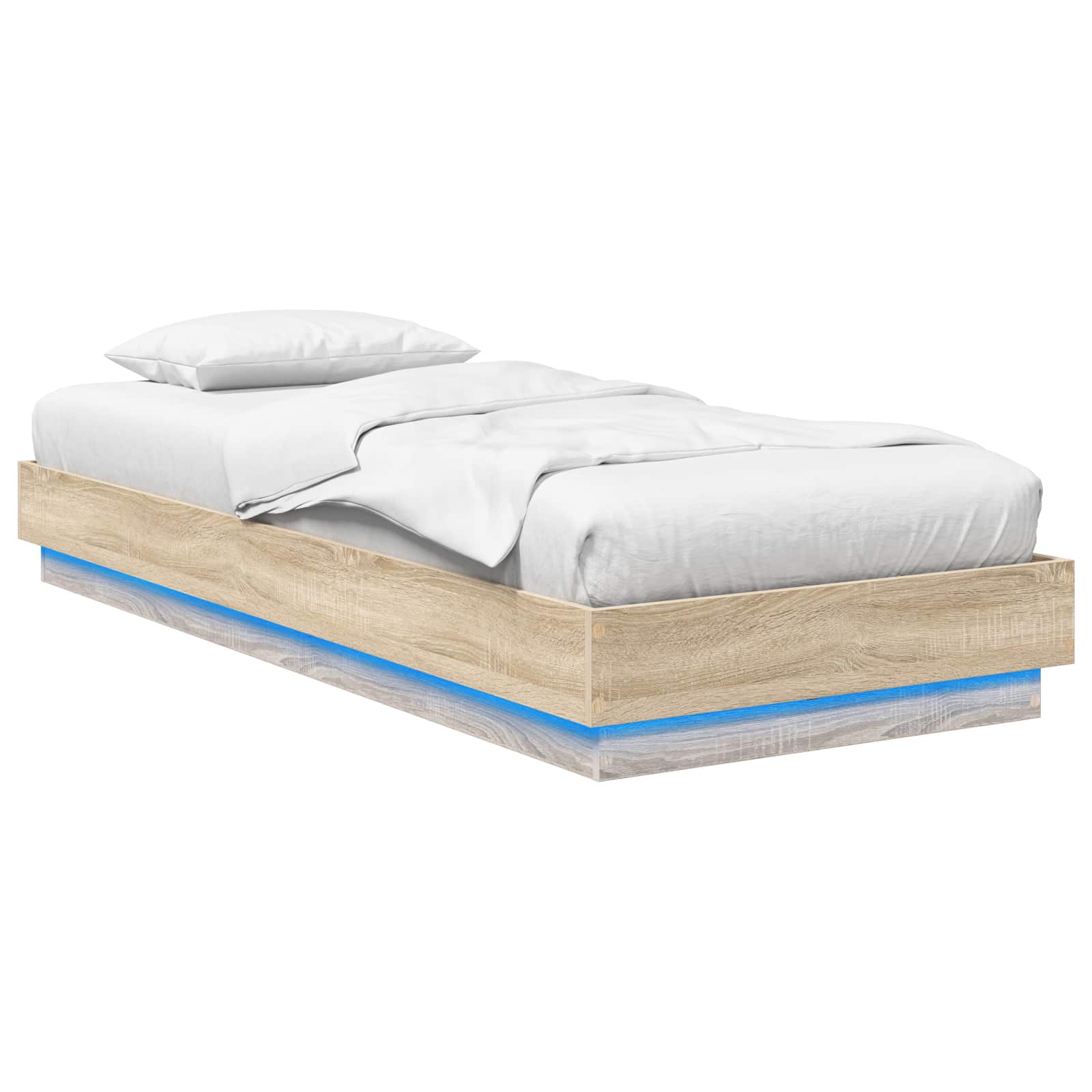 Senge ramme med LED Sonoma-eg 80 x 200 cm Konstrueret træ