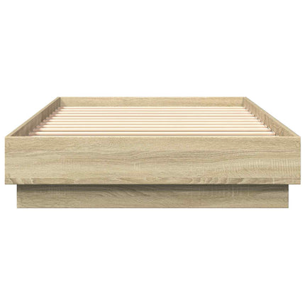 Senge ramme med LED Sonoma-eg 80 x 200 cm Konstrueret træ