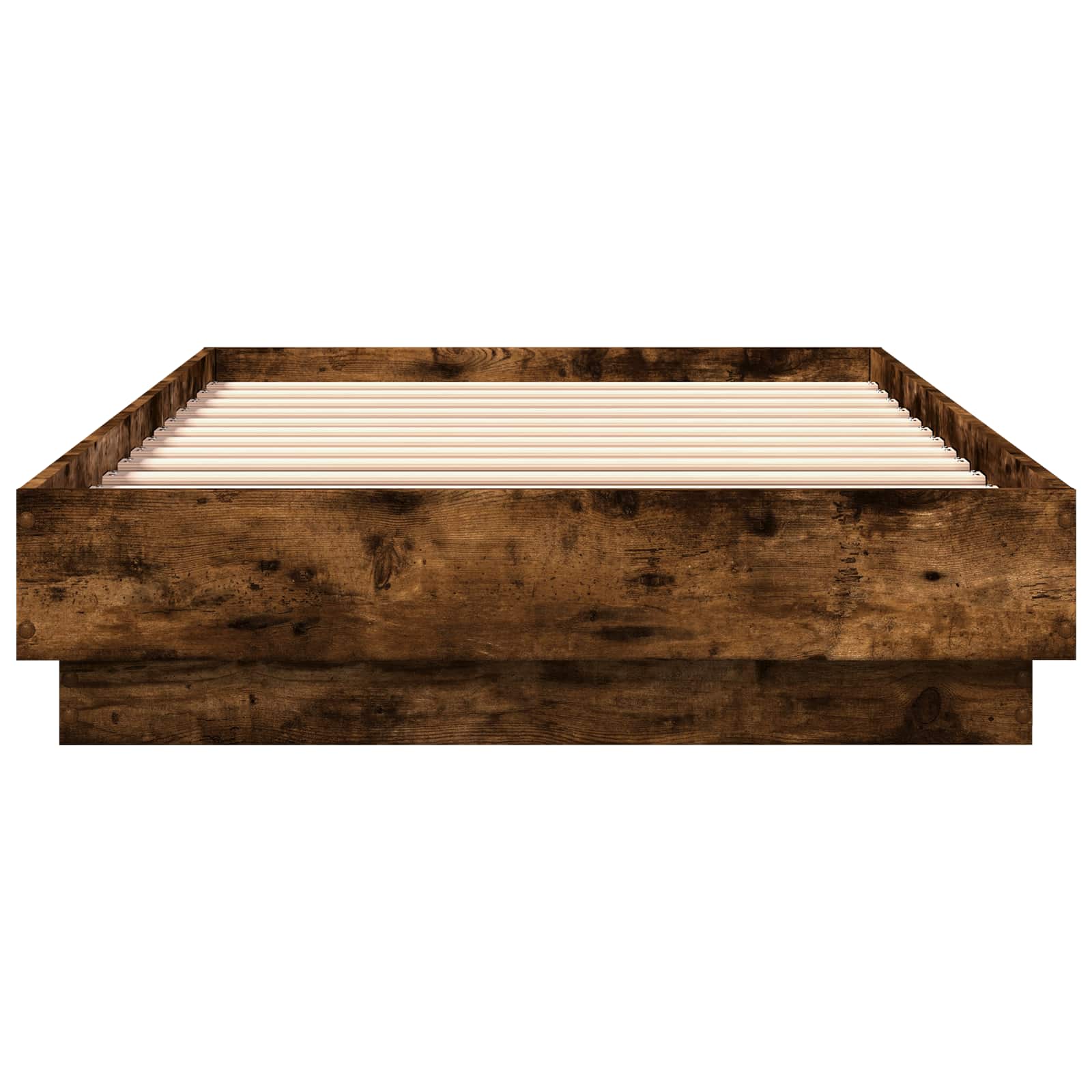 Senge ramme med LED Røget eg 80 x 200 cm Konstrueret træ