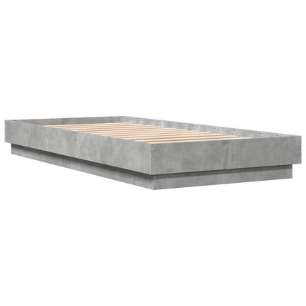 Senge ramme med LED Betongrå 80 x 200 cm Konstrueret træ