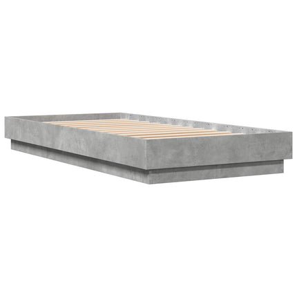 Senge ramme med LED Betongrå 80 x 200 cm Konstrueret træ