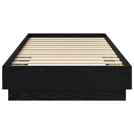 Senge ramme med LED Sort eg 80 x 200 cm Konstrueret træ