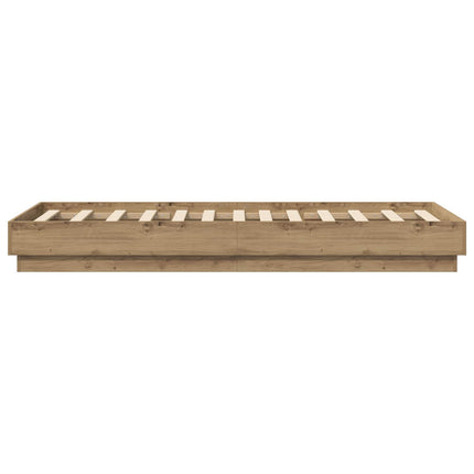 Senge ramme med LED Artisan-eg 80 x 200 cm Konstrueret træ