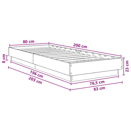 Senge ramme med LED Artisan-eg 80 x 200 cm Konstrueret træ