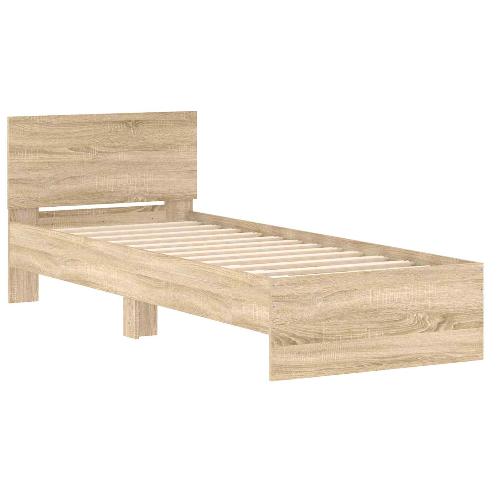Sengestel med hovedgærde Sonoma-eg 80 x 200 cm Konstrueret træ
