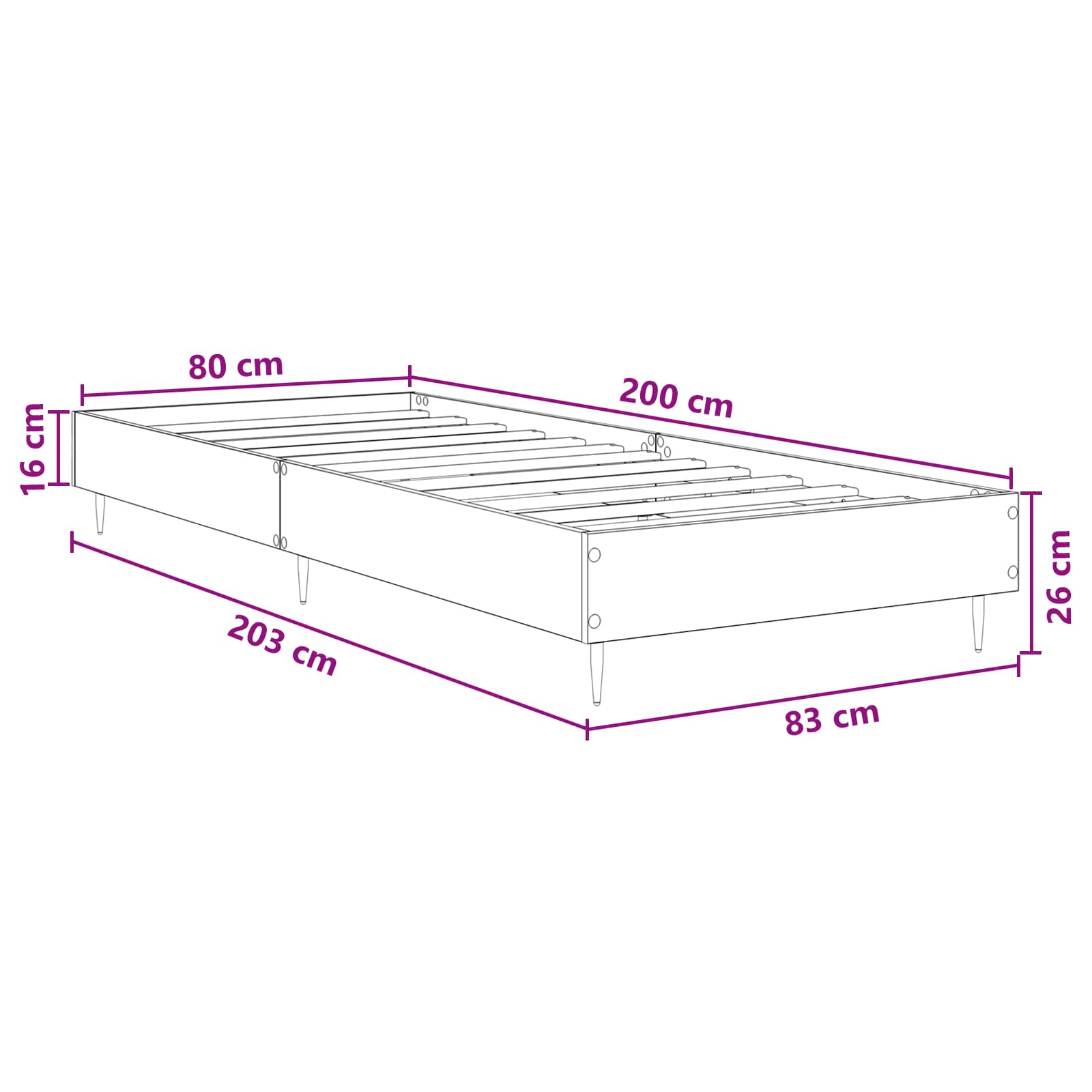Sengestel Artisan-eg 80 x 200 cm Konstrueret træ