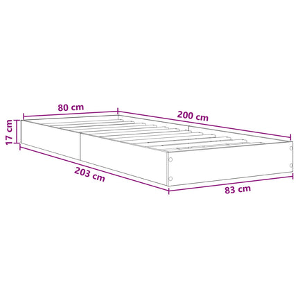 Gulvsengramme Sonoma-eg 80 x 200 cm Konstrueret træ