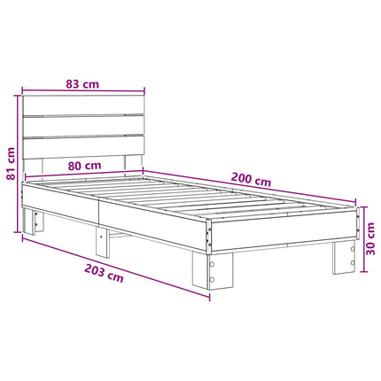 Sengestel med hovedgærde Røget eg 80 x 200 cm Konstrueret træ