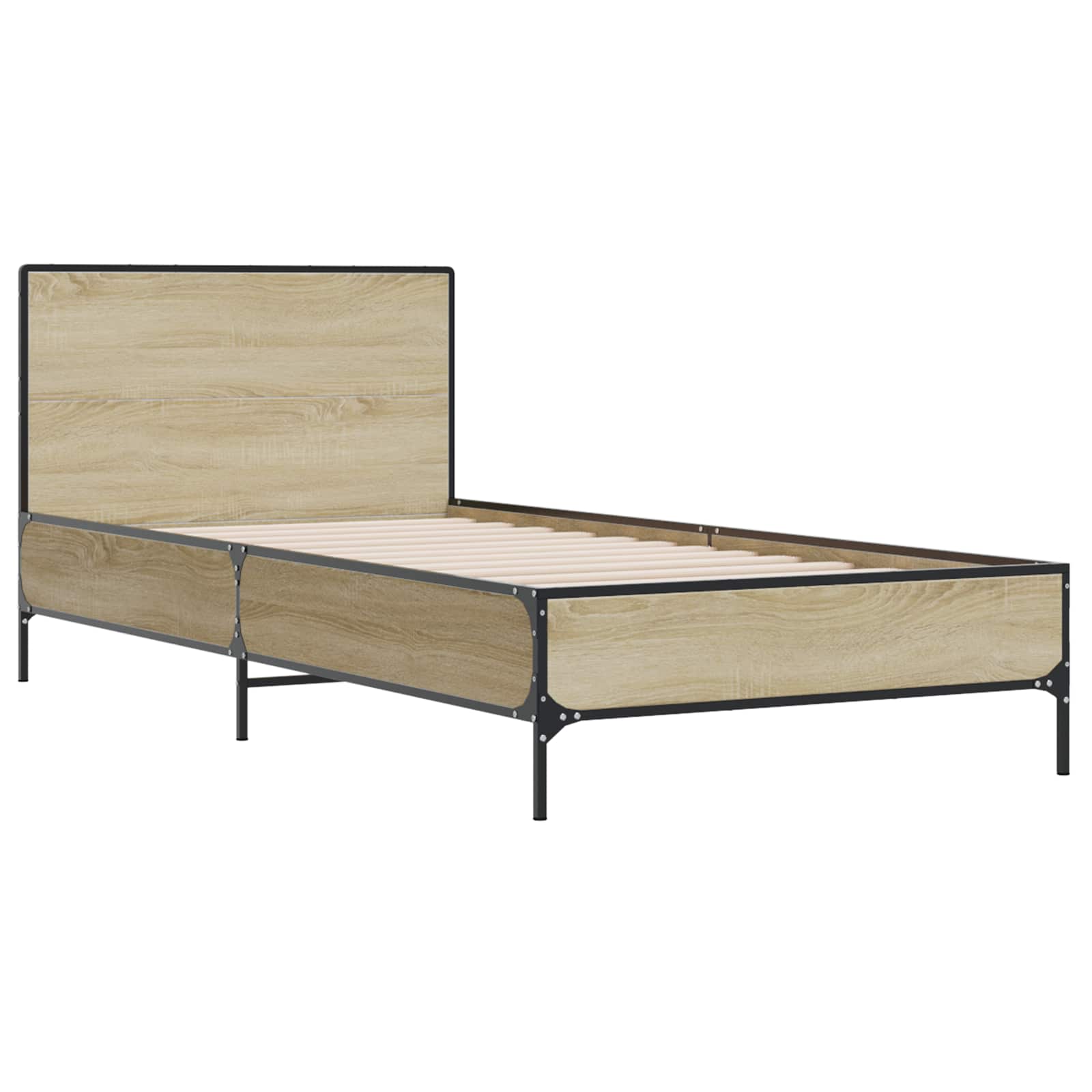 Sengestel med hovedgærde Sonoma-eg 80 x 200 cm Konstrueret træ