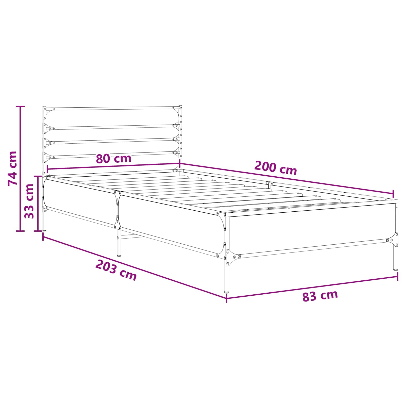 Sengestel Sort eg 80 x 200 cm Konstrueret træ