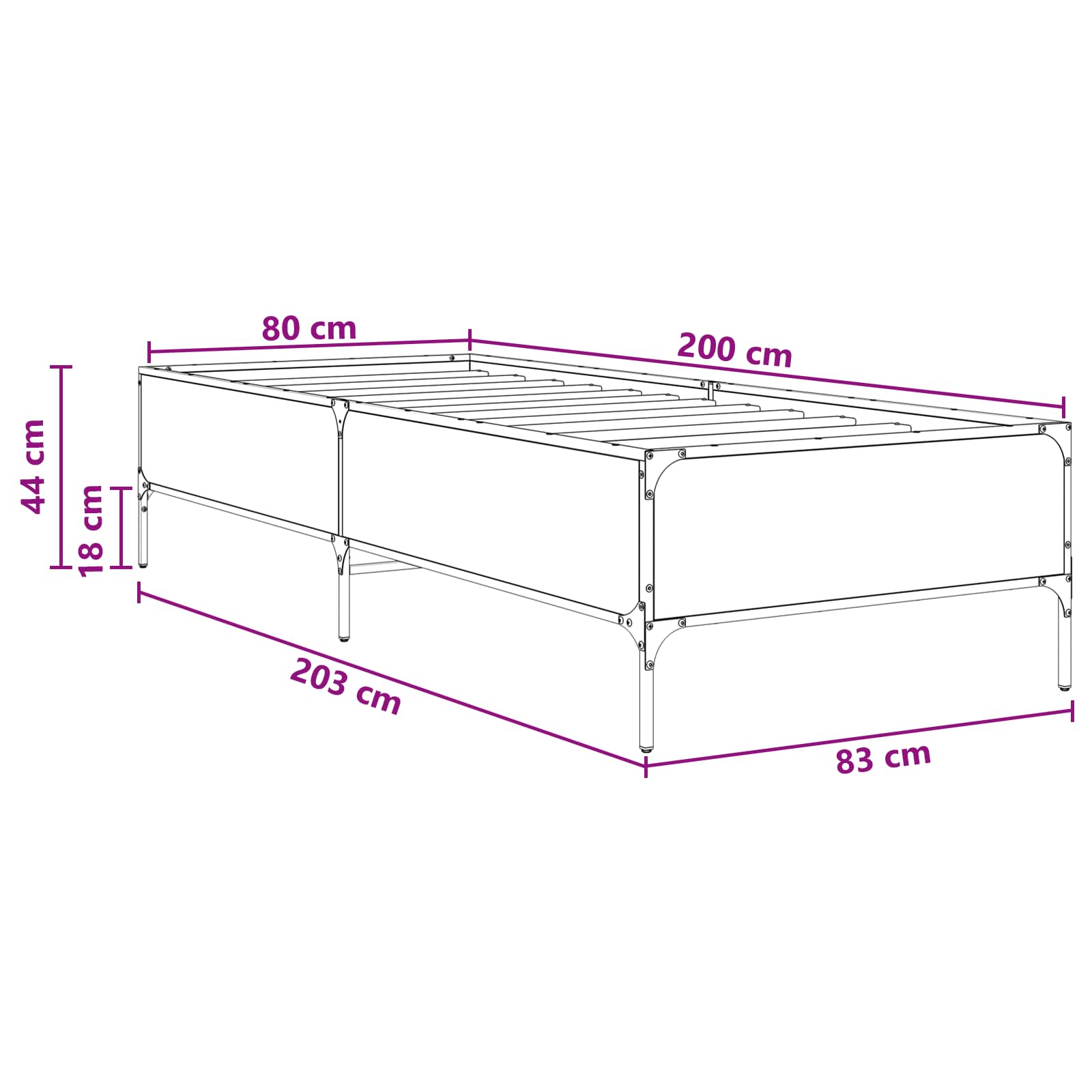 Sengestel Sort eg 80 x 200 cm Konstrueret træ