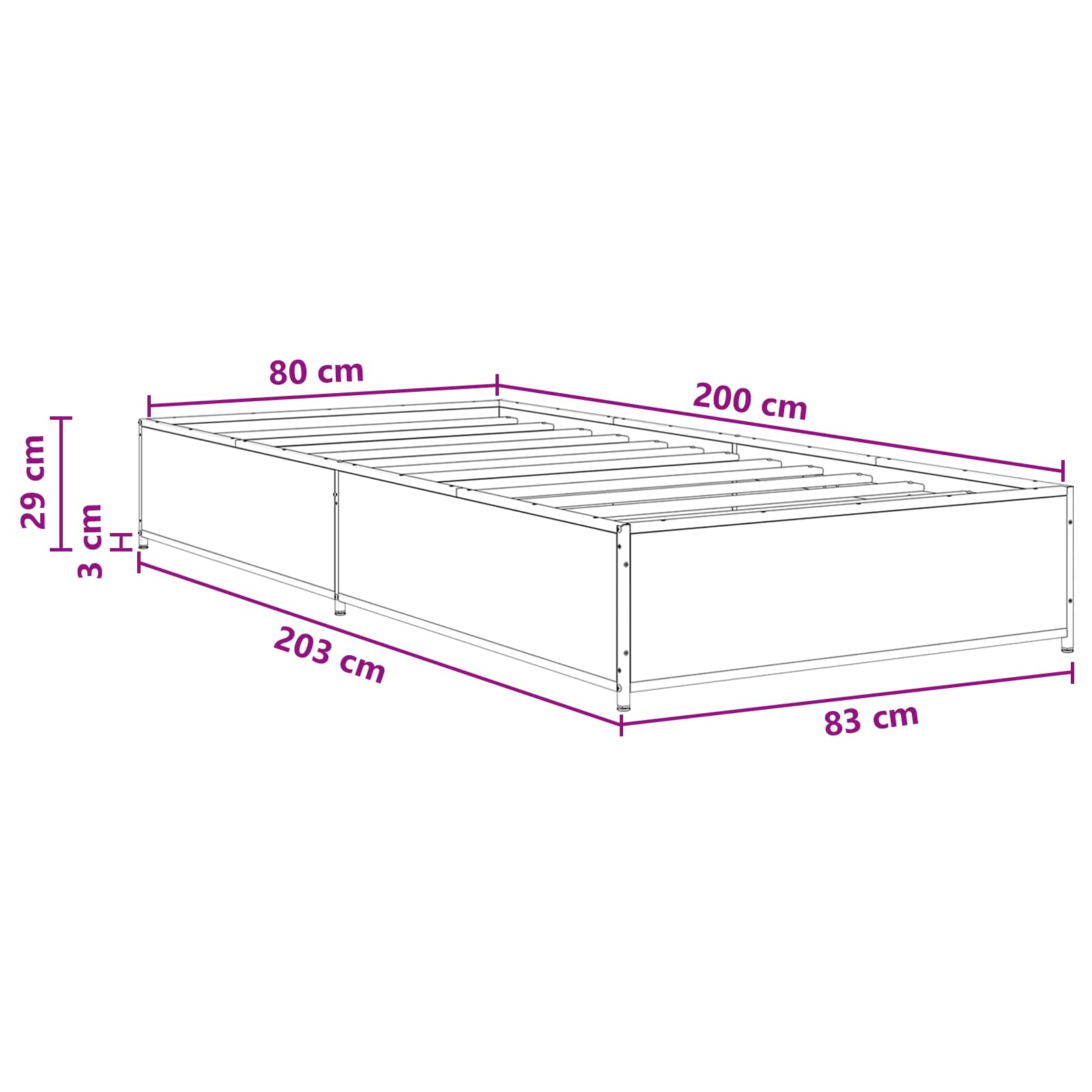 Sengestel Gammelt træ 80 x 200 cm Konstrueret træ