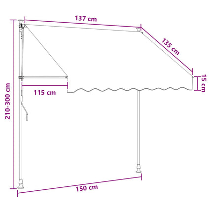Manuel Utrækkelig Markise Anthracit og hvid 150 cm