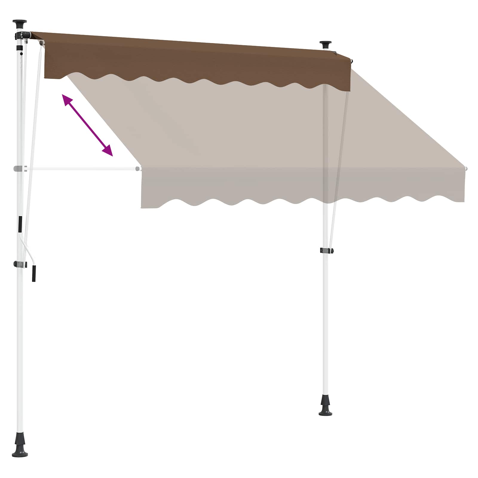 Manuel Utrækkelig Markise Gråbrun 350 cm