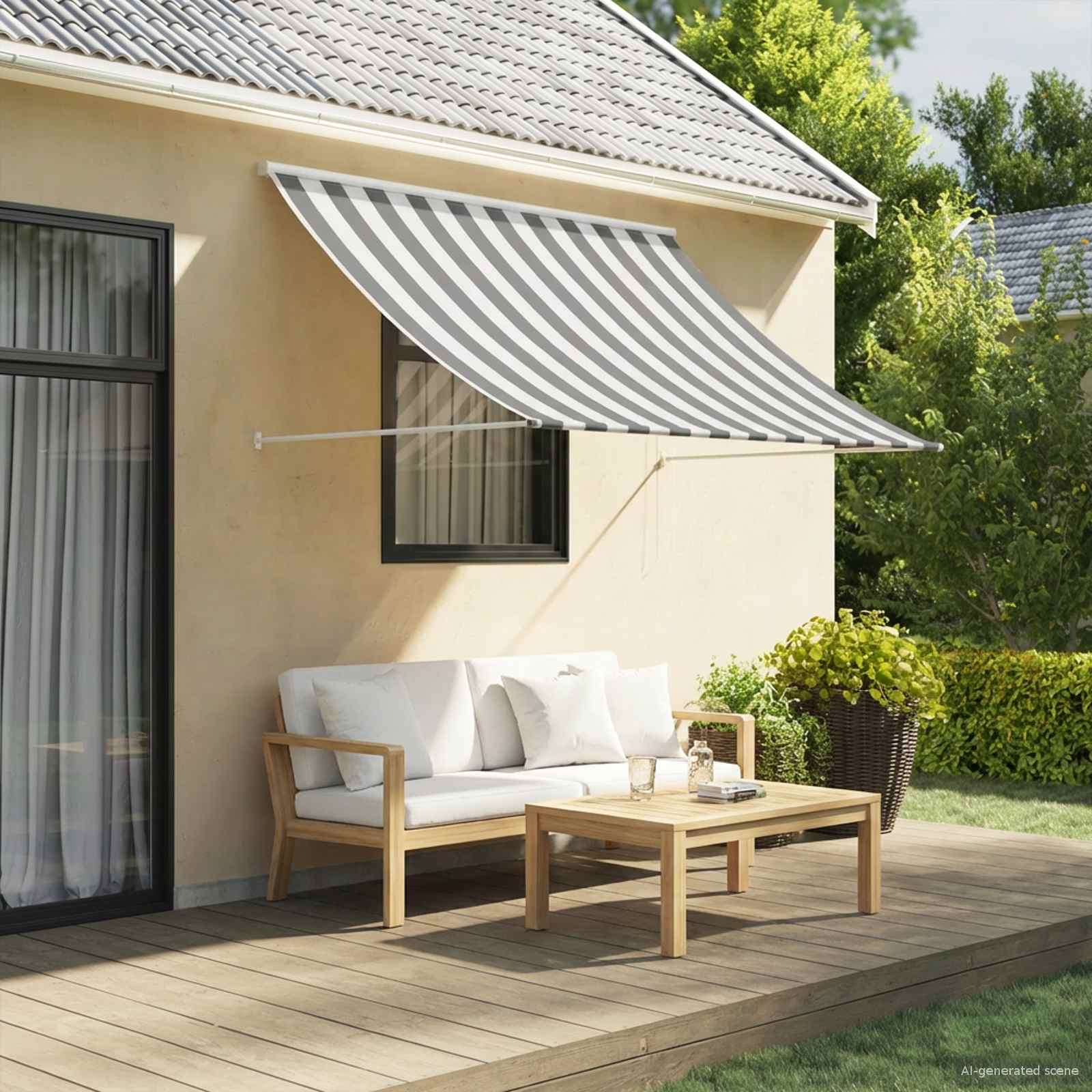 Markise Anthracit og hvid 200 x 150 cm