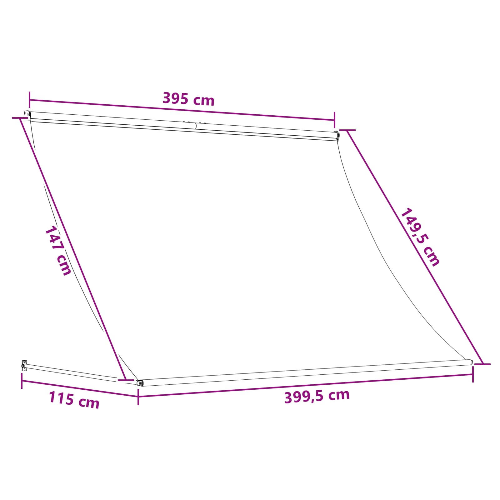 Markise Anthracit og hvid 400 x 150 cm