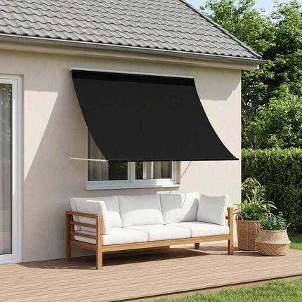 Markise Sort 400 x 150 cm 180 g / m² polyester med PU-belægning