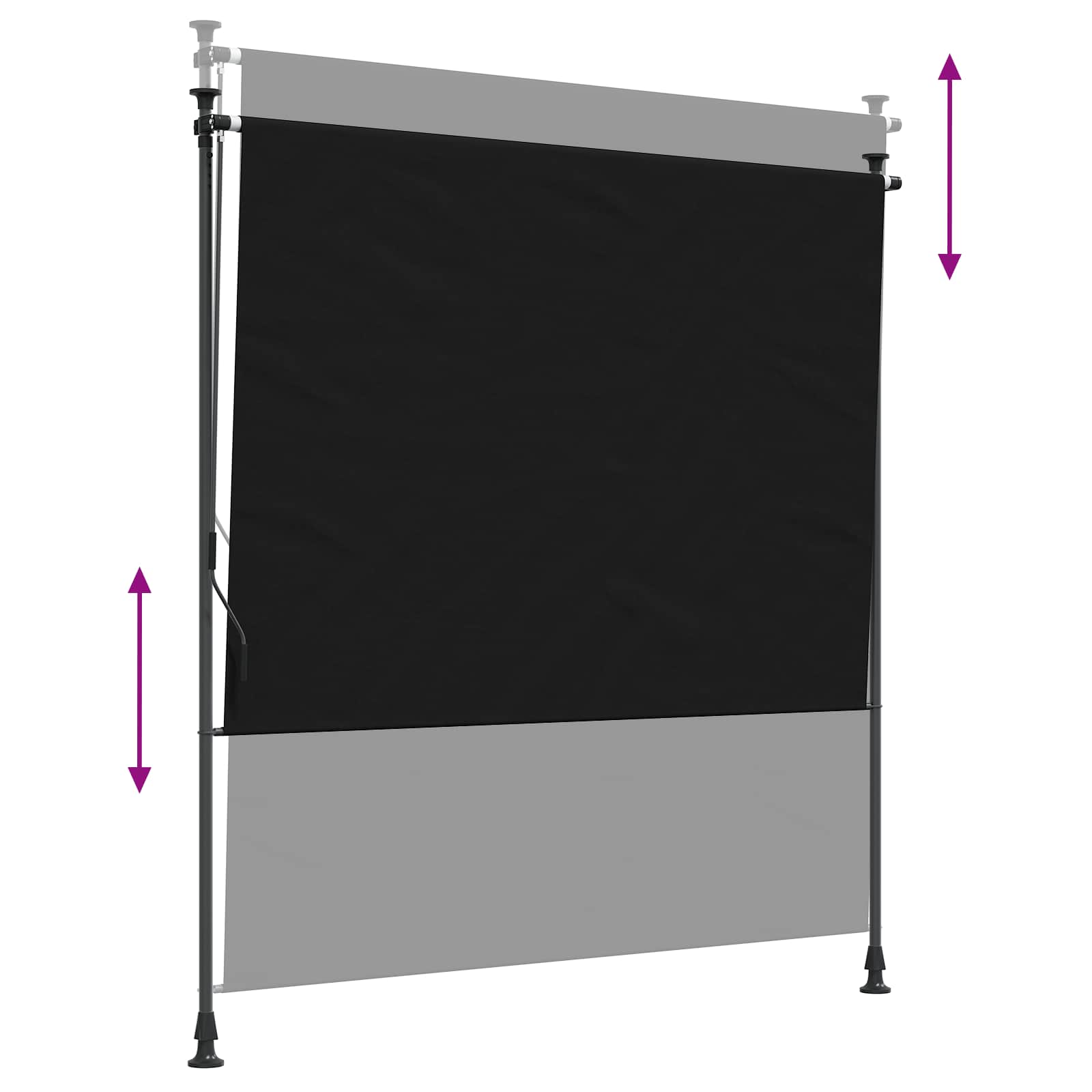 Udendørs Rullegardin Sort 120 x 270 cm
