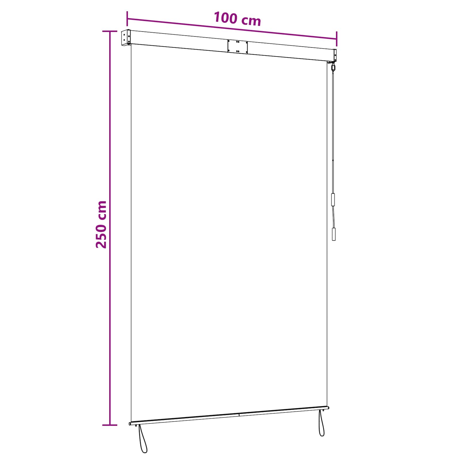 Rullegardin Anthracit og hvid 100 x 250 cm Stof og Aluminium