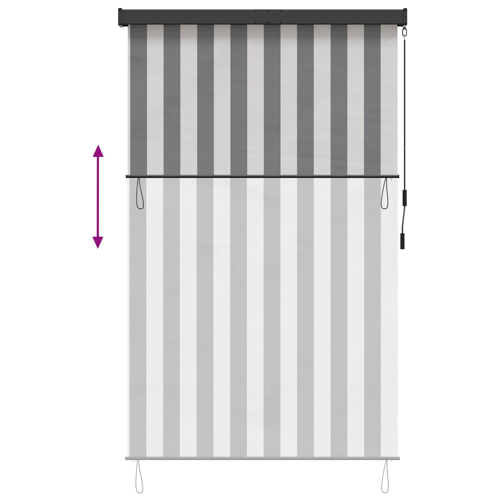 Rullegardin Anthracit og hvid 120 x 250 cm Stof og Aluminium