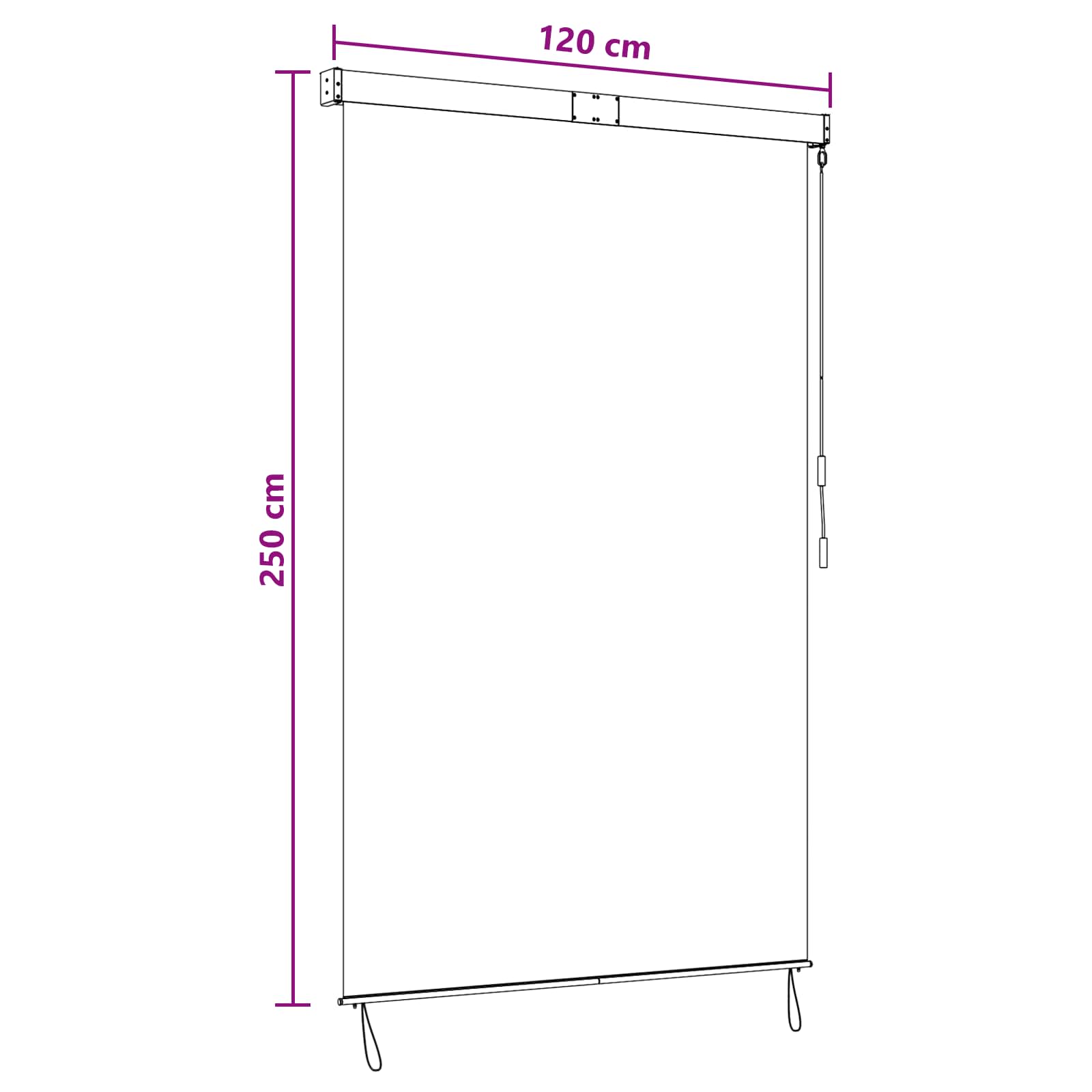 Rullegardin Anthracit og hvid 120 x 250 cm Stof og Aluminium