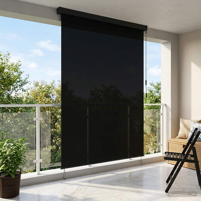 Rullegardin Sort 140 x 250 cm Stof og Aluminium