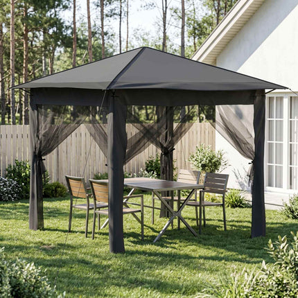 Gazebo med 4 Sider 2,6 x 2,6 m Lysegrå og antracit