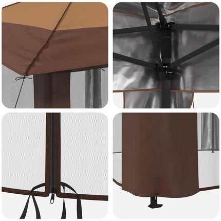 Gazebo med 4 Sider 3,3 x 3,3 m Beige og Brun