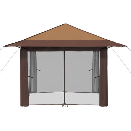 Gazebo med 4 Sider 3,3 x 3,3 m Beige og Brun