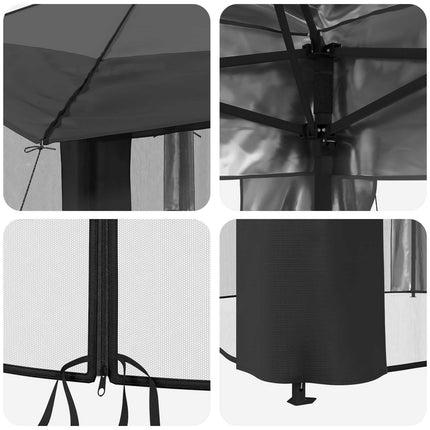 Gazebo med 4 Sider 3,3 x 3,3 m Lysegrå og antracit