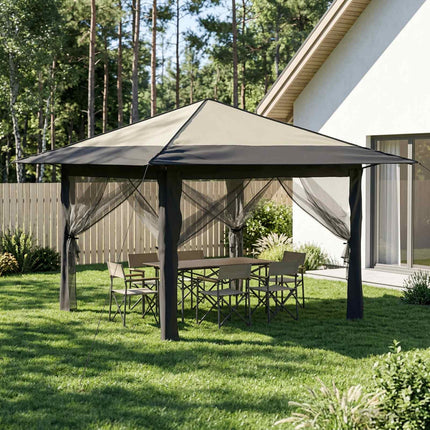 Gazebo med 4 Sider 3,3 x 3,3 m Creme og antracit
