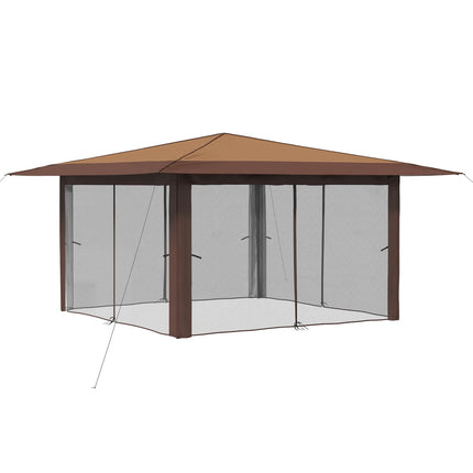 Gazebo med 4 Sider 4 x 4 m Beige og Brun