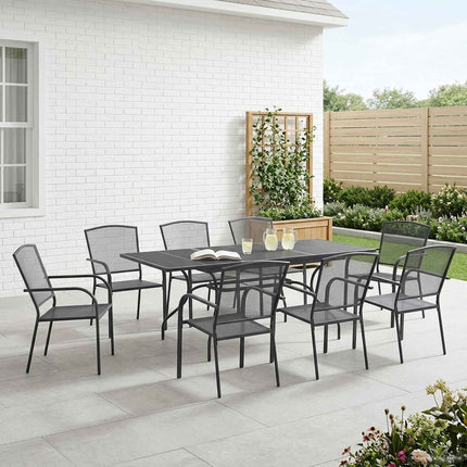 Have Spisebordssæt 9 pcs Antracit 212 x 90 x 76 cm Mesh og stål