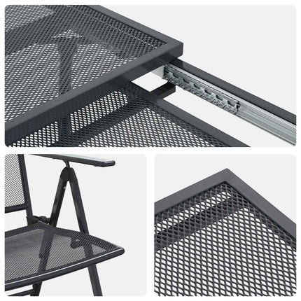 Have Spisebordssæt 9 pcs Antracit 212 x 90 x 76 cm Mesh og Stål