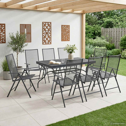 Have Spisebordssæt 9 pcs Antracit 212 x 90 x 76 cm Mesh og Stål