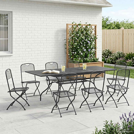 Have Spisebordssæt 9 pcs Antracit 212 x 90 x 76 cm Mesh og Stål