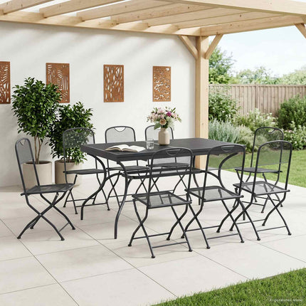 Have Spisebordssæt 9 pcs Antracit 212 x 90 x 76 cm Mesh og Stål