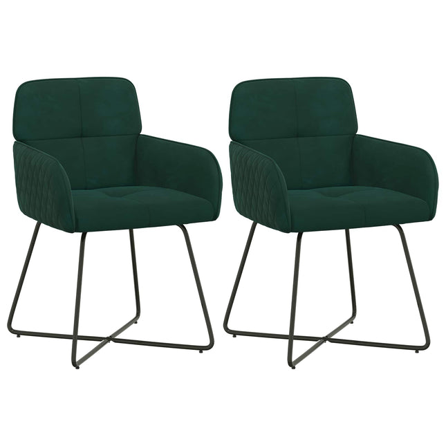 Spisestole 2 pcs Velour (V) Mørkegrøn 59 x 56,5 x 86 cm