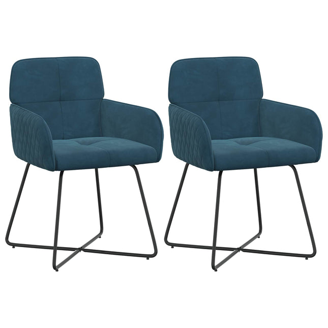 Spisestole 2 pcs Velour (V) Blå 59 x 56,5 x 86 cm