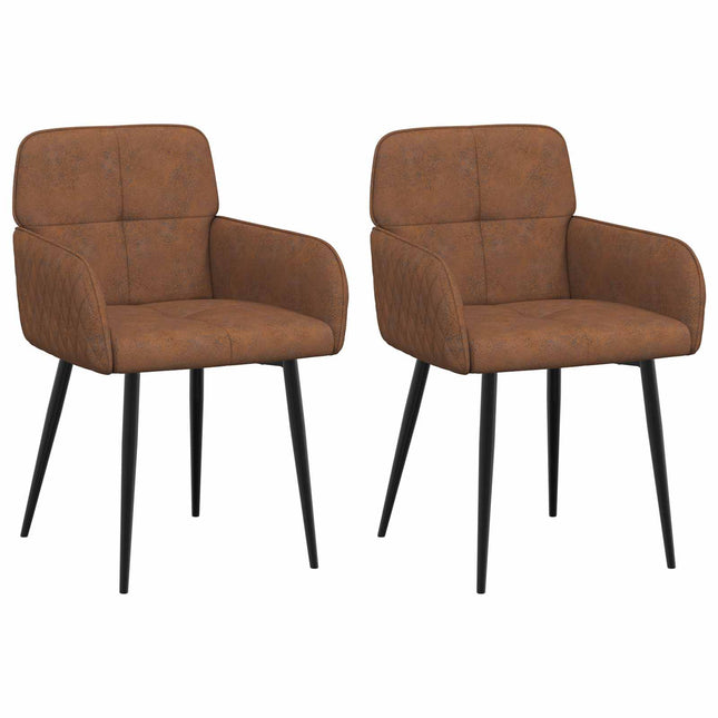 Spisestole 2 pcs Faux Suede Læder Brun 59 x 56,5 x 85 cm