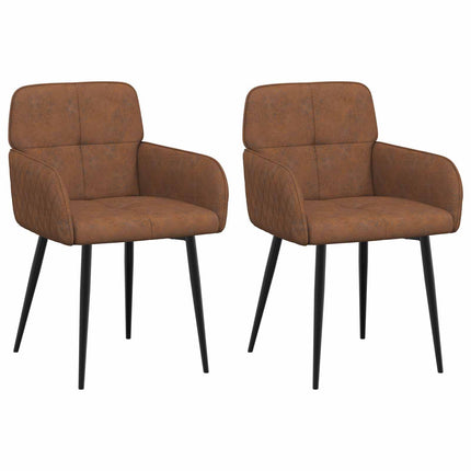 Spisestole 2 stk. Faux Suede Læder Brun 59 x 56,5 x 85 cm