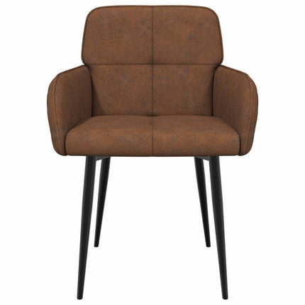 Spisestole 2 stk. Faux Suede Læder Brun 59 x 56,5 x 85 cm